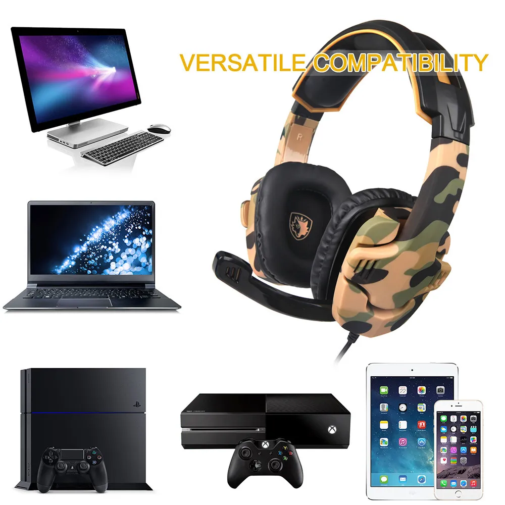 SADES SA-930 Casque PS4 Headset with Microphone PC Gamer Camouflage Stereo Headphones for PC Cell Phone New Xbox One Laptop (2)