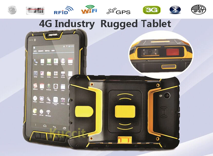 4G Lte IP67 Waterproof Rugged tablet PC Android 2G RAM Shockproof phone Fingerprint UHF RFID Reader Infrared Meter Reading