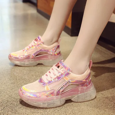 

Women Platform Sneakers Shoes Woman Transparent Sneakers Thick Sole Comfortable Casual Vulcanize Footwear