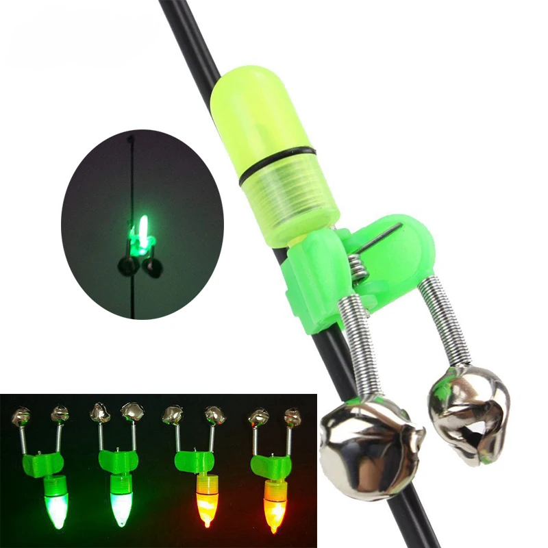 2 قطعة LED الصيد رود لدغة إنذار أجراس حلقة الشبوط جرس ليلة الصيد الأحمر الأخضر المضاء جرس السحر التبعي في الهواء الطلق الأسماك أداة
