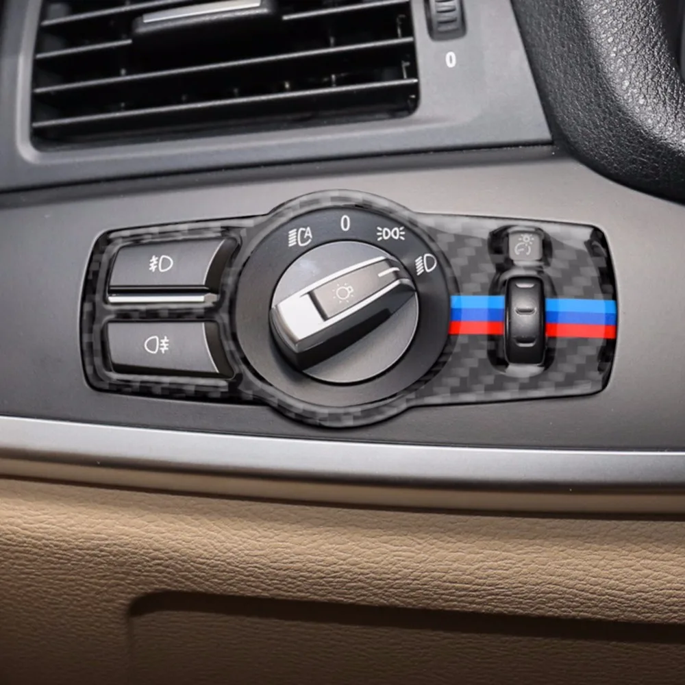 

Carbon Fiber Headlight Switch Button Cover Trim Car Styling Sticker for BMW F10 F07 F01 F25 F26 Decoration Frame Cover Trim