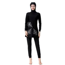 Женский мусульманский купальный костюм с шапкой с принтом купальник Женская пляжная одежда