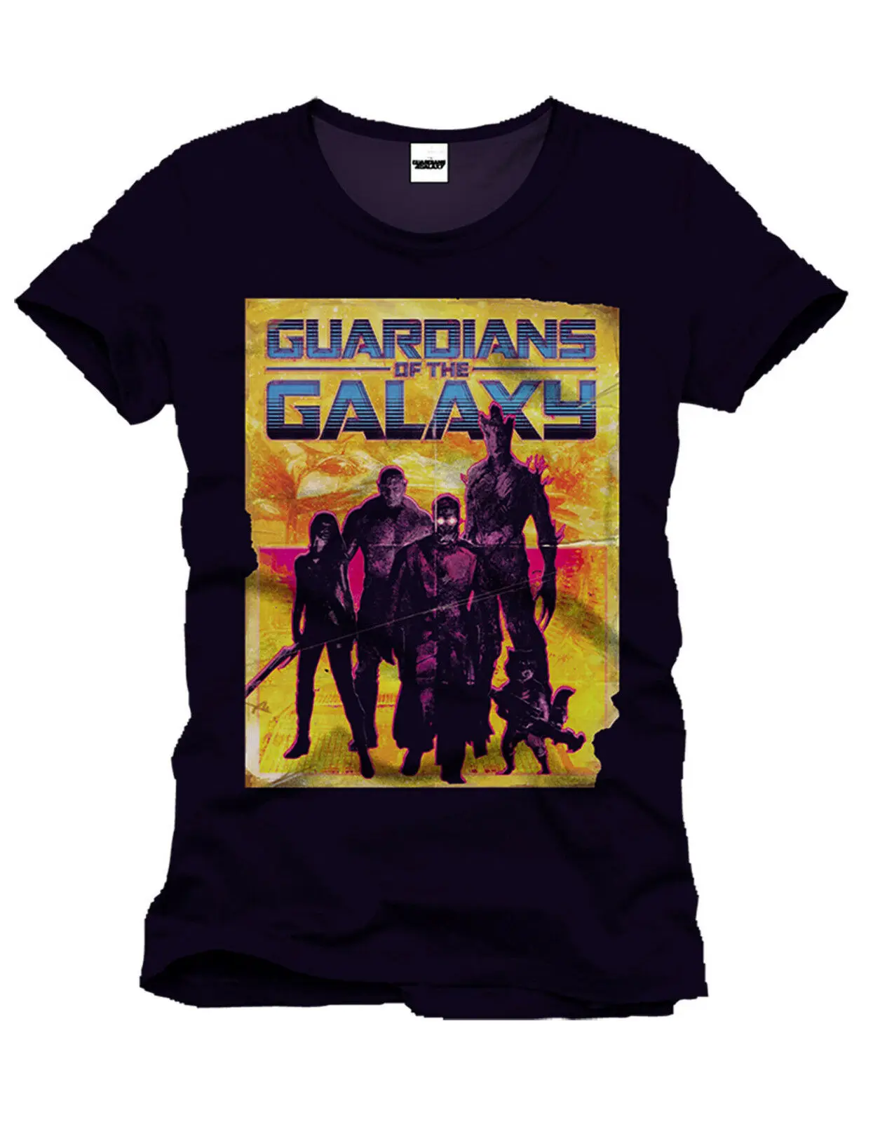 

MARVEL'S GUARDIANS OF THE GALAXY YELLOW SILHOUETTE BLACK T SHIRT Tees Brand Clothing Funny T-Shirt top tee