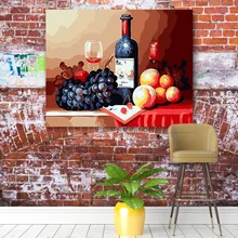 Красное вино стекло свежие фрукты Европейская кухня ресторан отель теплые украшения живопись большая живопись король DIY Цифровая живопись