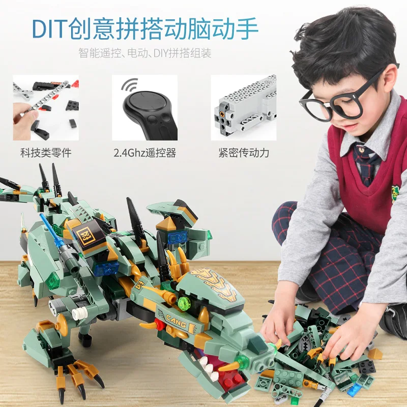 

13022 515pcs Remote Control RC Green Ninja Mech Dragon USB Electric Building Blocks Bricks Toy MID-YEAR SALE