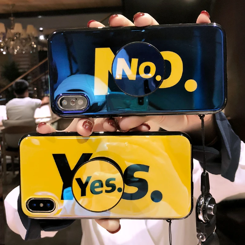 Лидер продаж да или нет Kickstand чехол для телефона iPhone X с ремешок глянцевая крышка