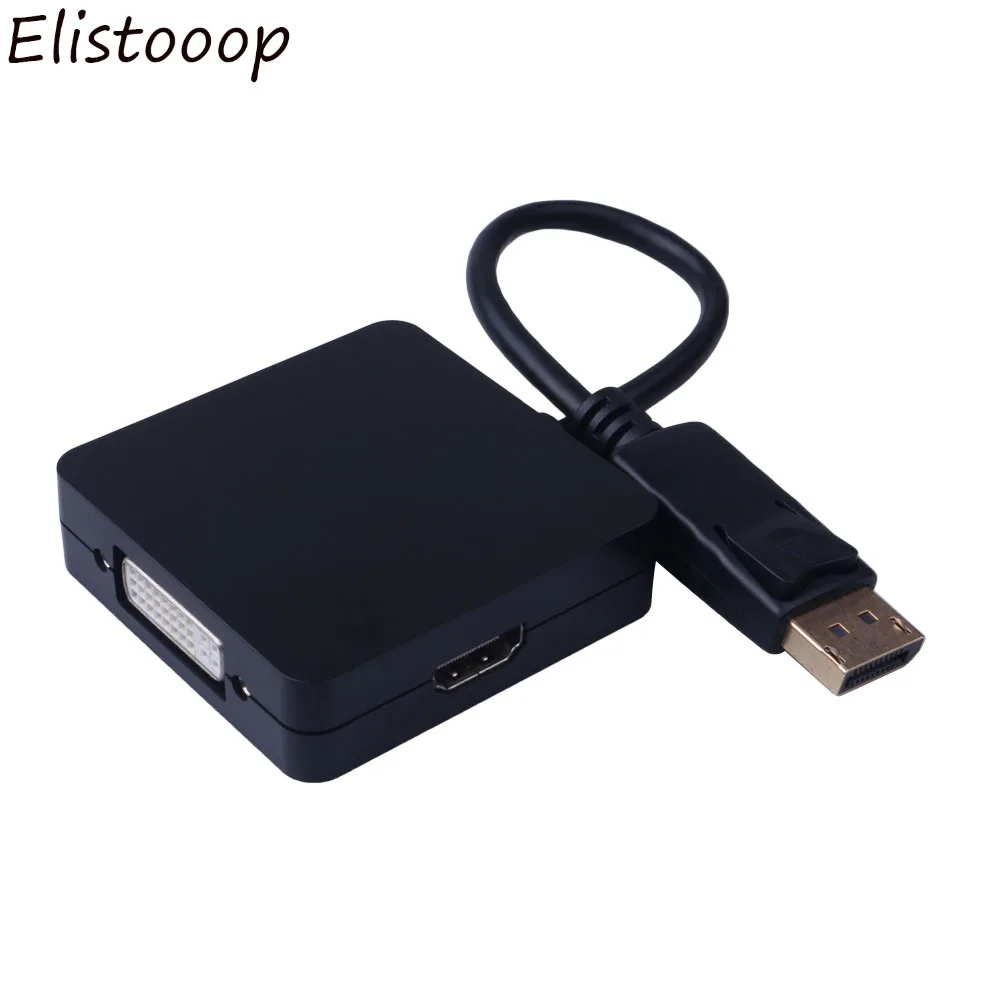 Elistooop дисплей на HDMI DVI VGA 3 в 1 Thunderbolt DP штекер гнездо адаптер конвертер кабель для