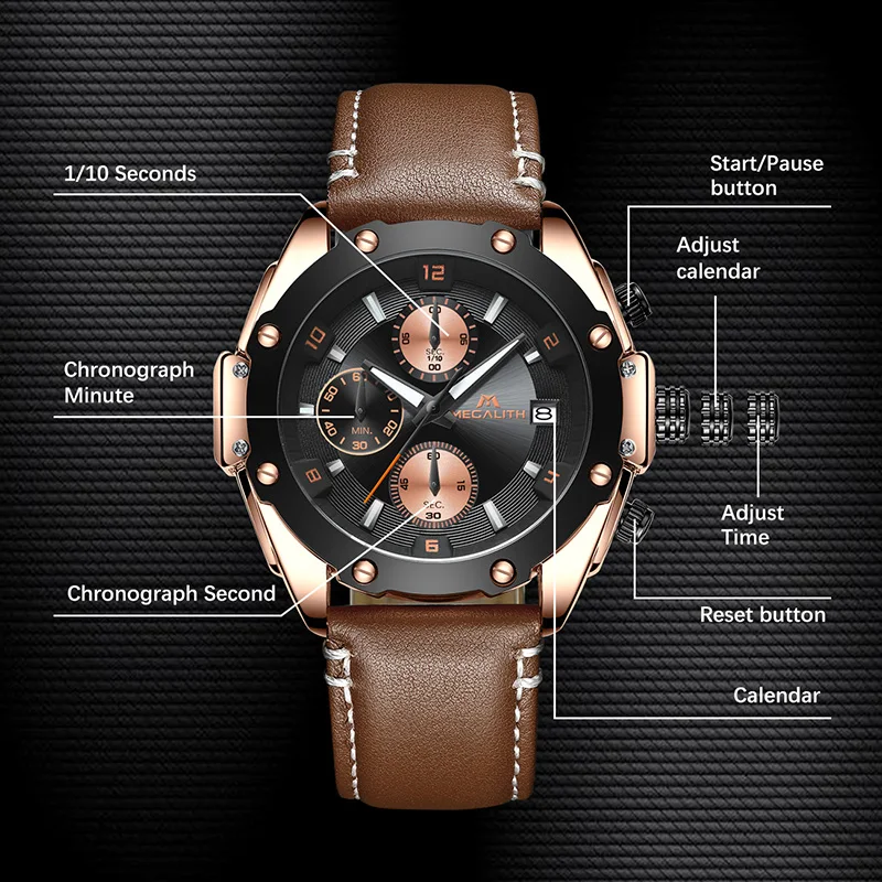 MEGALITH 15.99$ Mens Watch Top Brand Automatic Mechanical Watches Sport Waterproof Watch Stainless Steel Band Horloges Mannen