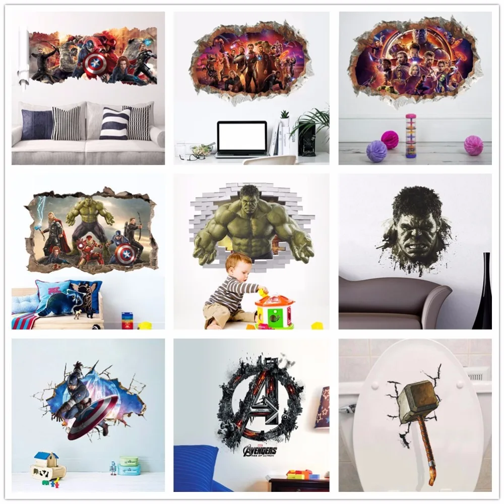 И 3D мультфильм Фильм Мстители настенные наклейки для детских комнат домашний