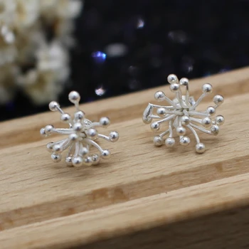 

Pure Solid Sterling 925 Silver Earrings Women Special Flower Stud Earrings S925