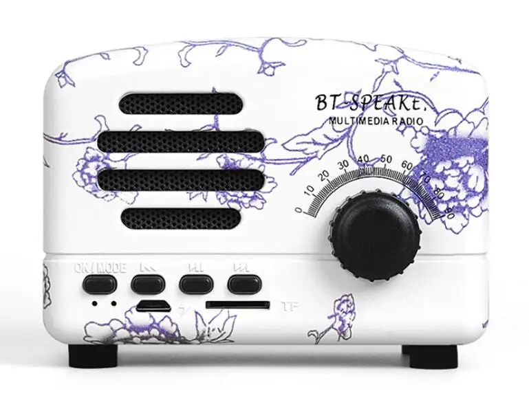 Мини портативный деревянный беспроводной Bluetooth Винтаж FM радио с тяжелой бас динамик Поддержка TF карты - Цвет: Белый