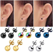 4/6/8/10 мм Нержавеющая сталь серьги-гвоздики в форме мяча для Для мужчин Wa Для мужчин ювелирные изделия серьги Летние Элегантные Простые Модные подарок простые пользующиеся спросом