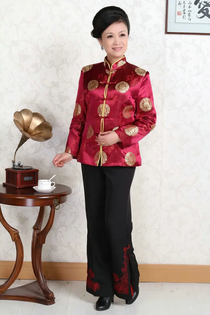 Традиционный китайский костюм Tang свадебная куртка с длинным рукавом