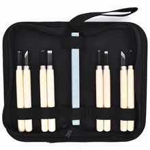 8 шт. нож с резьбой по дереву долото для резьбы по дереву набор с двумя сторонами точильный инструмент сумка для ручной работы резиновые штампы плотник ручные инструменты