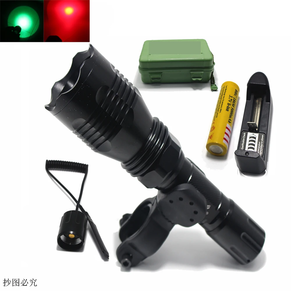 DZM 802 Green Red LED Tactical Flashlight CREE18650 LED Flashlight