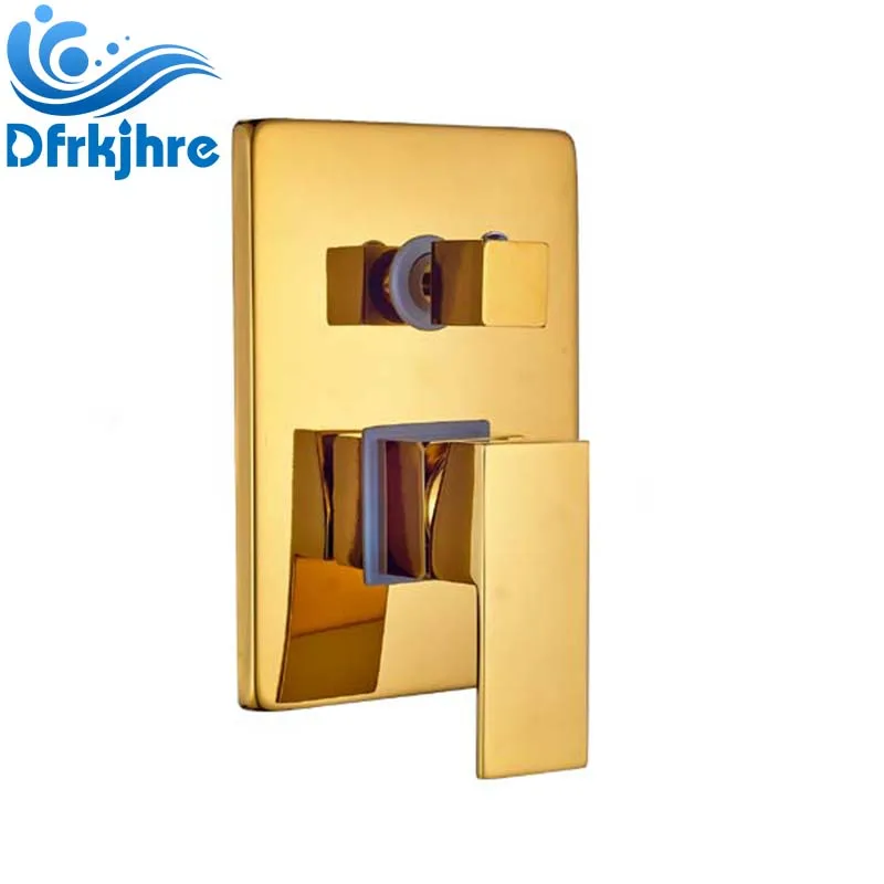 

Free Shipping Gold Polished Wall Mounted Bathroom Shower Faucet Accessory 3-way Mixer Valve