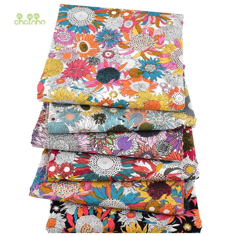 

Chainho,6 pcs/lot,Floral Printed Patchwork Cloth,Plain Cotton Fabric, DIY Sewing & Quilting Poplin Material For Baby & Children