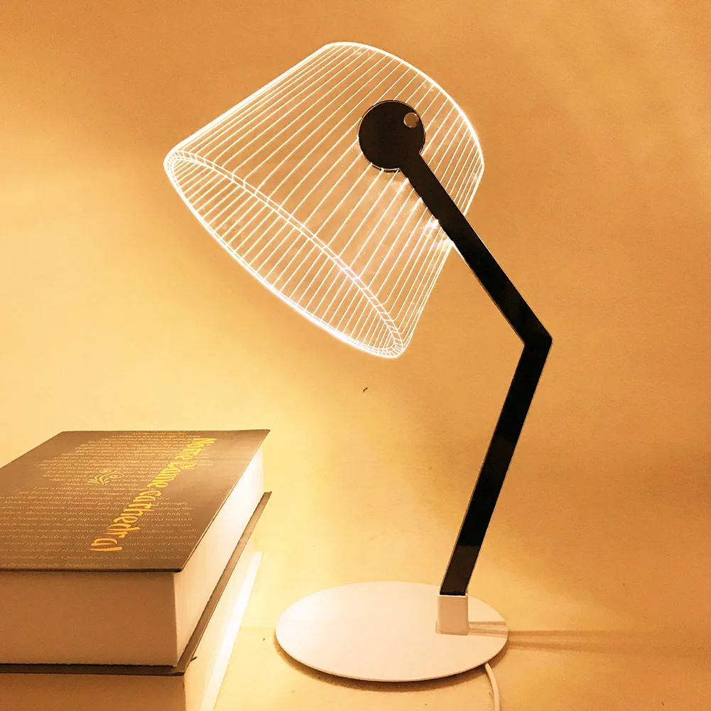 

Home Living Room Desk Lamp Energy Saving 3D Effect Bright Led Decoration Reading Acrylic Push Button Night Light Stereo Vision