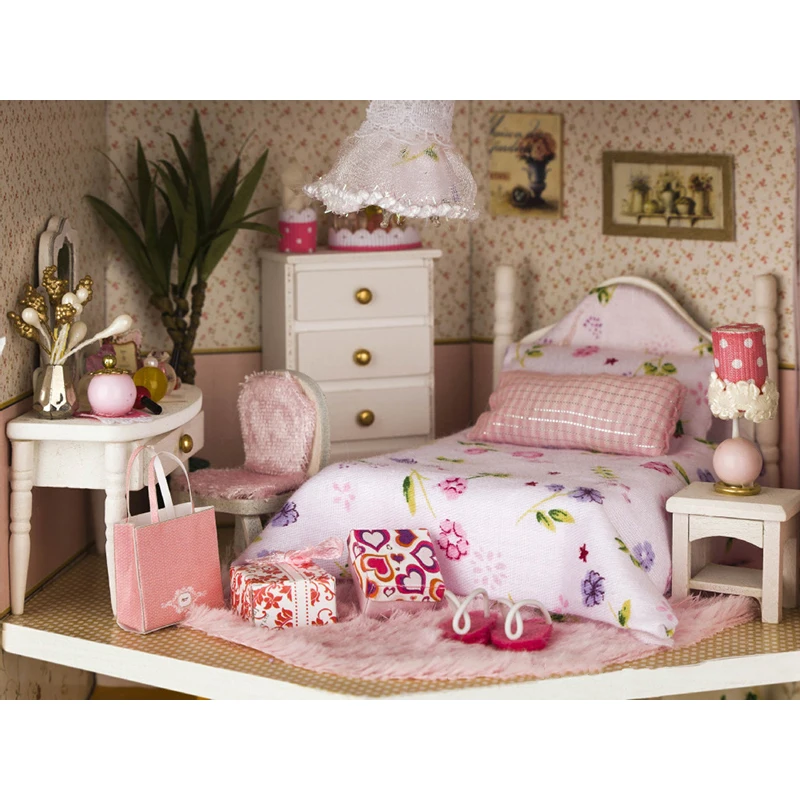 Wooden DIY Doll House Love Fortress Cottage Minature Model Building Handmade Men Women Birthday Gifts Christmas Toys House 13816