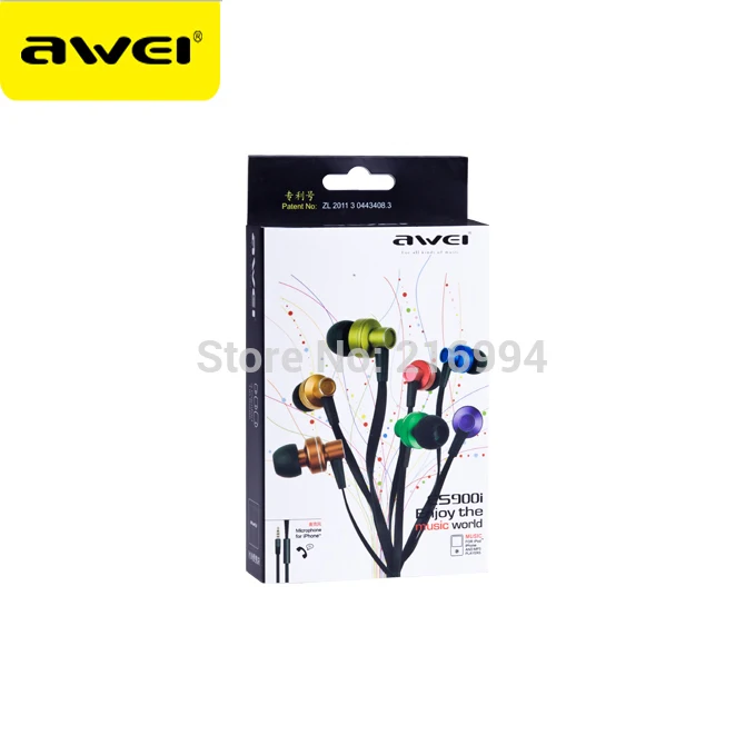 Подлинная AWEI ES900i наушники-вкладыши для IPhone IPod Samsung HTC Xiaomi Clear Bass с микрофоном