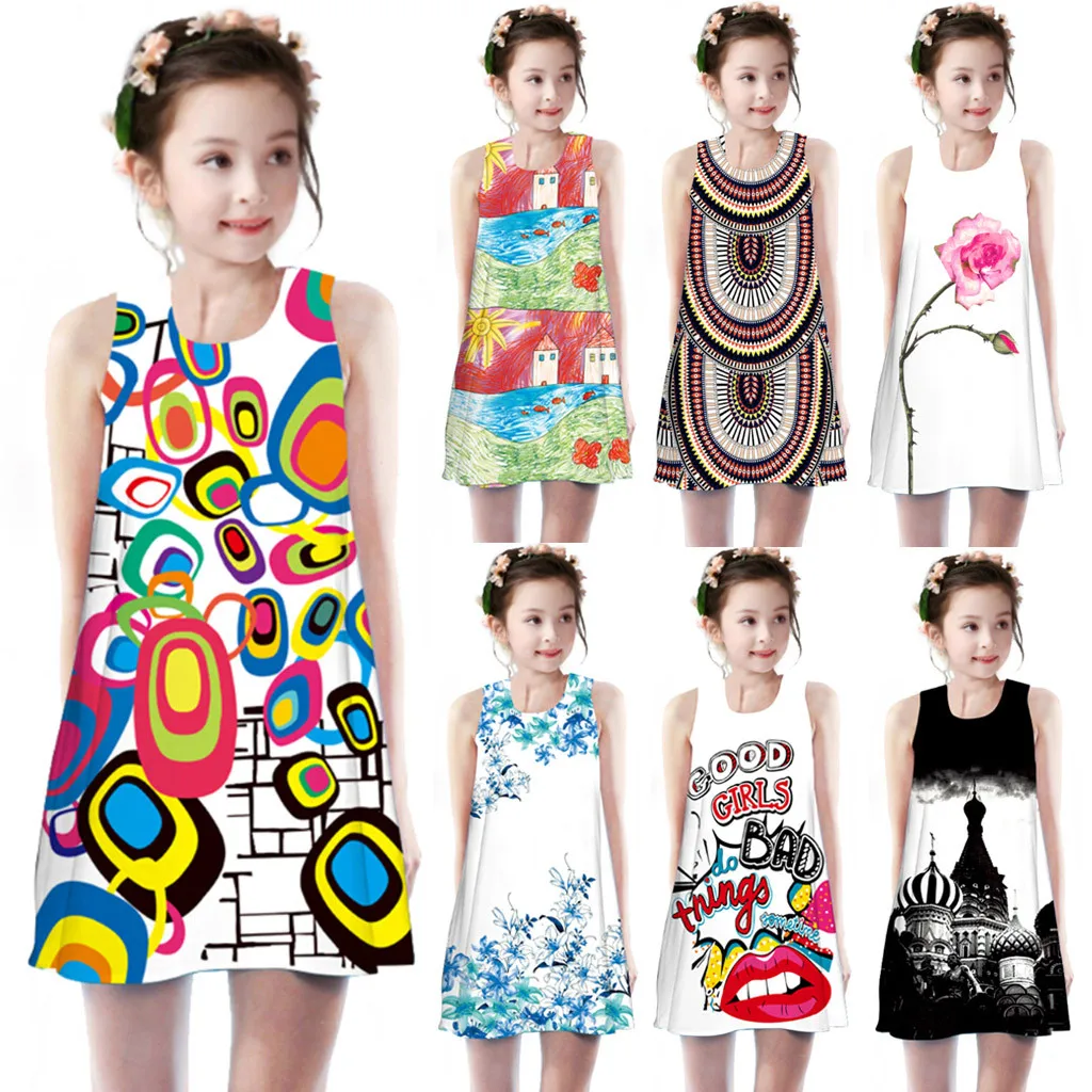 

infant baby girl clothes summer dress 2019 Princess Dress lol suprise Kids Printing Party Sleeveless Dresses for girls clothes