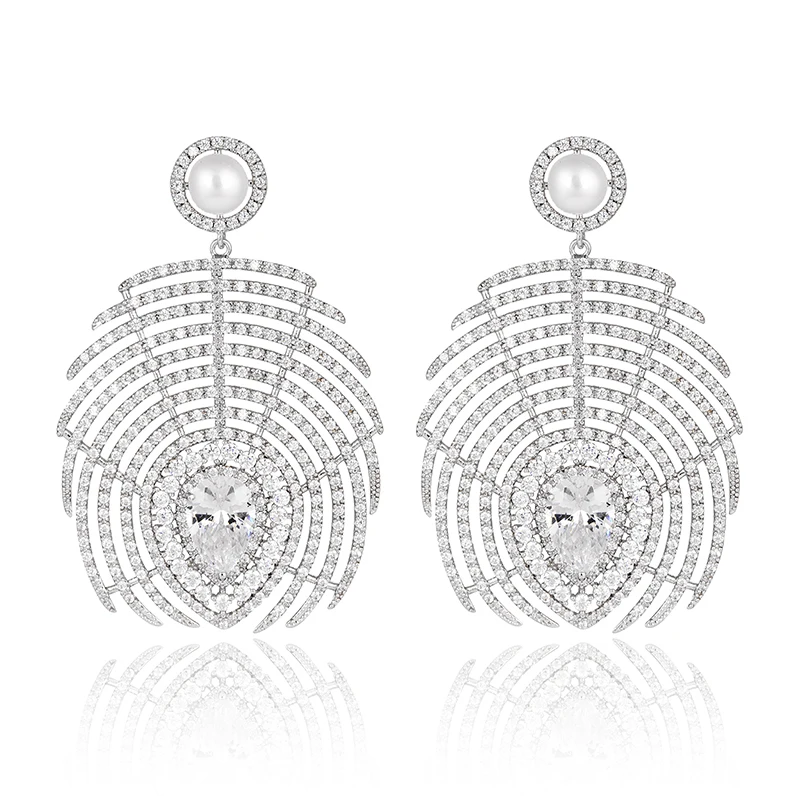 Большой Коренастый себе красивые Серьги jewellery подарок дамы белого золота