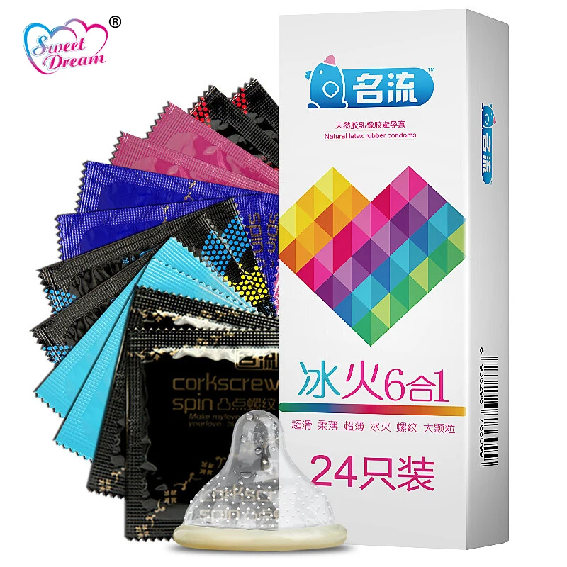 

Personage Sex Condoms 24 Pcs/Lot Passion 6 In 1 Latex Condoms for Men Lubricated Contraception Sex Toy Sex Products LF-021