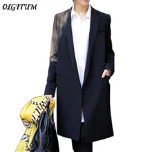 OLGITUM 2018 Autumn new Women long coat black Small suit loose blazer slim jacket women’s blazers OL thin plus size outerwear