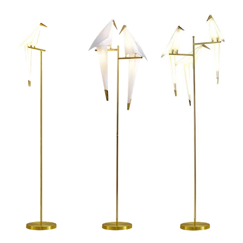 

Fonkin Brayden Studio Leist Bird Floor Lamp Golden Lampshade Base With LED Bulbs Metal Lambader For Living Room Stand Reading