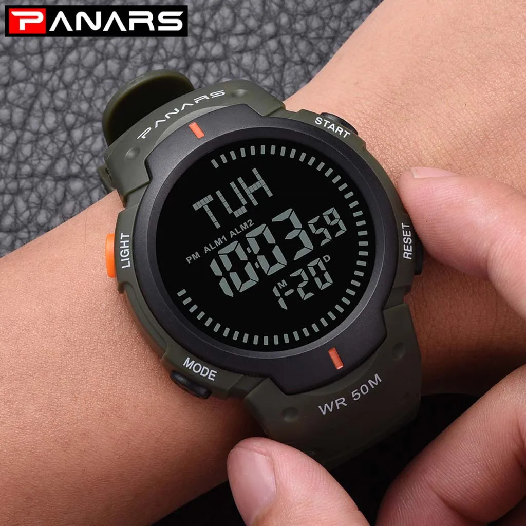 Цифровые электронные спортивные часы военный водонепроницаемый светодиодный часы для компаса