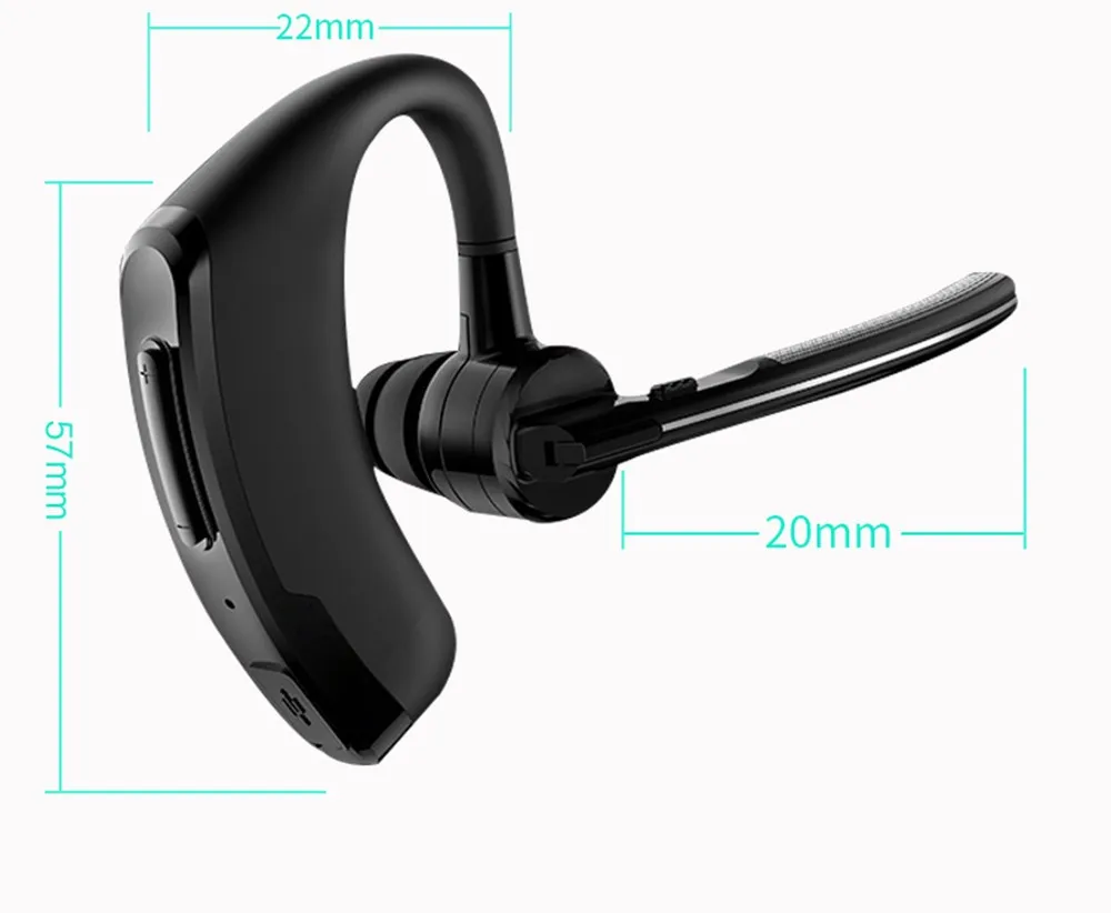 Handsfree business bluetooth headset with mic sweatproof voice control headphone for sports driving noise cancelling earphone (2)