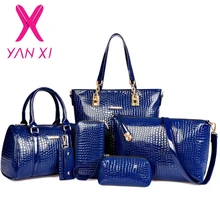 3 en 1 de Moda de lujo diseñador crocodile PU leather Satchel Tote + Hombro/Mensajero + Embragues bolsas compuestas marca bolsos conjunto