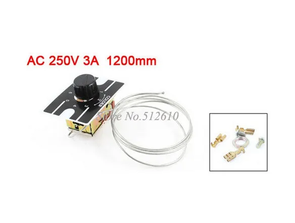 

K50-P1127 2 Pins Terminals Refrigerator Thermostat w 1 Meter Metal Cord 2PCS