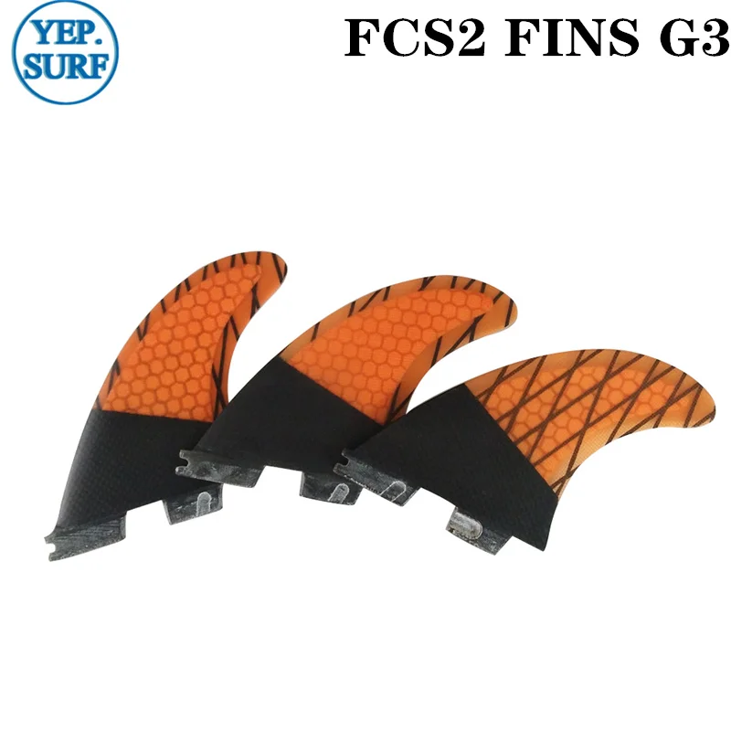 orange G3 Surf FCSII fins Tri fin set G3/G5/G7/K2.1 Fibreglass Honeycomb Carbon free shipping - Цвет: orange G3