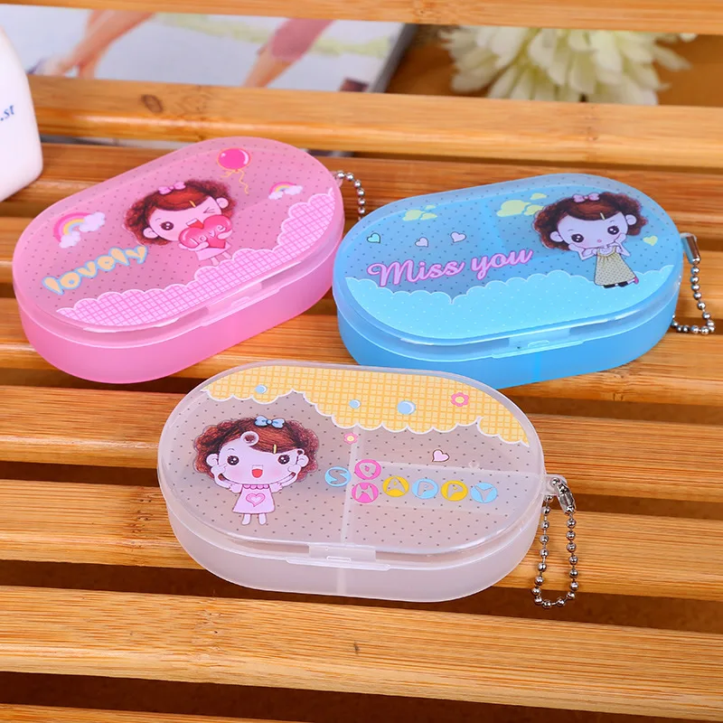 

3cells Pill Box Plastic Tool Box Case Jewelry Rings Craft Organizer Storage Beads tiny stuff Compartments Containers iron chain