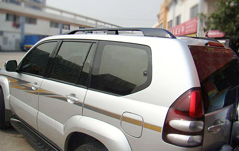 لتويوتا لاند كروزر برادو FJ120 J120 ل كزس GX470 2003-2009 سبائك الألومنيوم أسود حامل سقفي الجانب السكك الحديدية لتويوتا لاند كروزر برادو FJ120 J120 ل كزس GX470 2003-2009 سبائك الألومنيوم أسود حامل سقفي الجانب السكك الحديدية