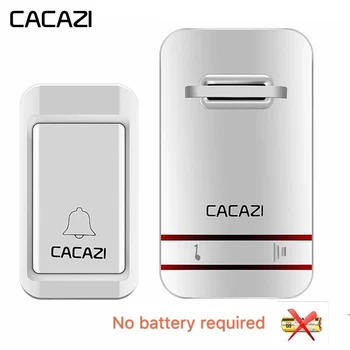 

CACAZI Self-Powered Waterproof Wireless Doorbell LED Light No Battery Home Cordless Bell US EU UK Plug 1 Button 1 2 3 Receiver
