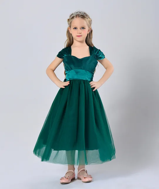 New Style Wedding Dresses For Children Princess Satin And Mesh White New Style Wedding Dresses For Children Princess Satin And Mesh White Purple Emerald Green Party