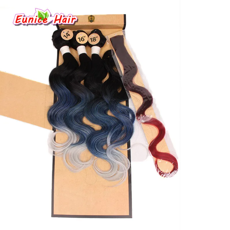 

14" 16" 18" 20" 22" Three Tone Ombre Color Body Wave Hair Weft Cheap Wholesale Price Synthetic Black Women Hairstyle Hairpiece