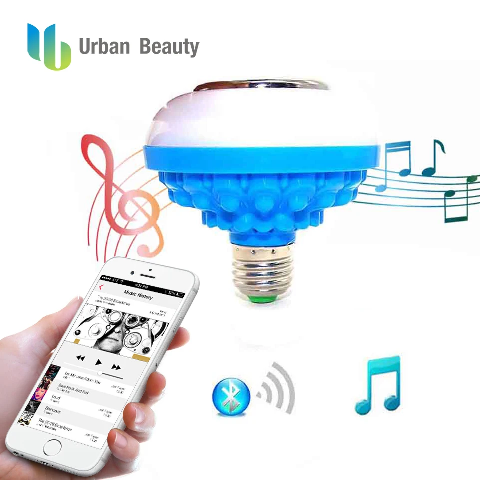 Urban Beauty Smart RGB Slowly Changing Light Wireless Bluetooth Speaker Music Playing Dimmable 12W E27 LED Bulb Home design Lamp