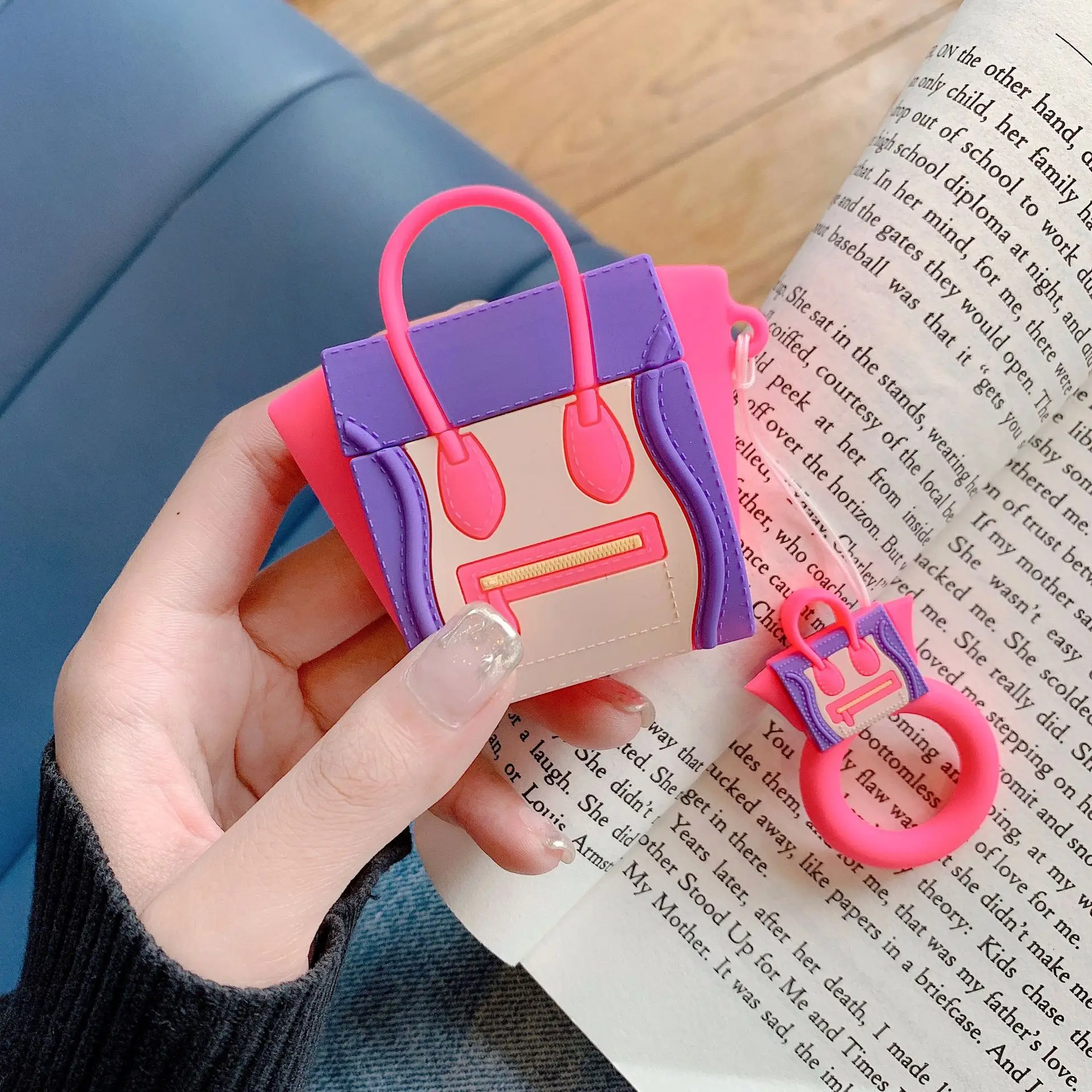 For AirPods Case Silicone Cute 3D Handbag Earphone Case For Airpods 2 Headphone Case for Apple Air pods Cover Earpods Ring Strap