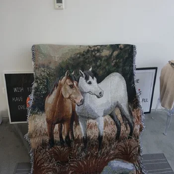 

Drop Ship Horse Elk Animal Furniture Sofa Covers for Living Room Sofa Towel for Armchair Knitted Plaids Throw Blanket Cobertor