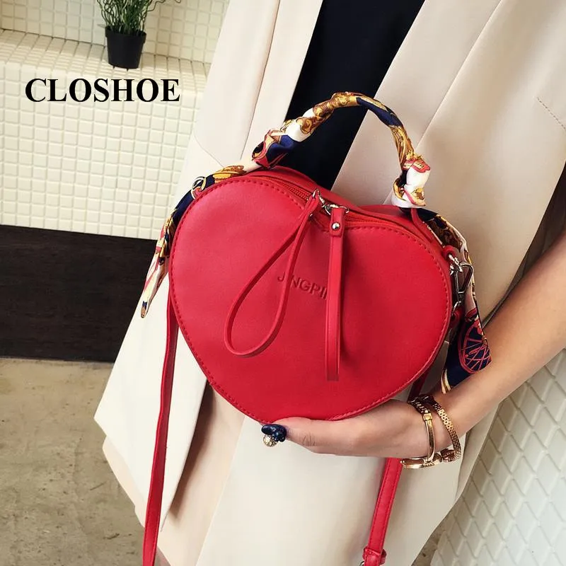 

CROSHO Women's Heart Small Bag Women's Silk Scarf Handbag Fashion One-shoulder Cross Body Bag