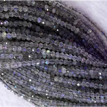 Натуральный высококачественный светильник из Лабрадорита серого и синего цвета, граненые круглые бусины 2 мм 1" 04307-L