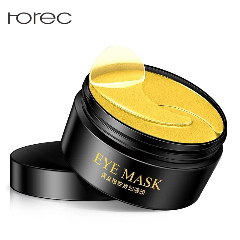 ROREC 24K Золотая маска для глаз антивозрастная увлажняющая маска для сна для глаз удаление темных грязей против отечности и мешков Уход за глазами 60 шт