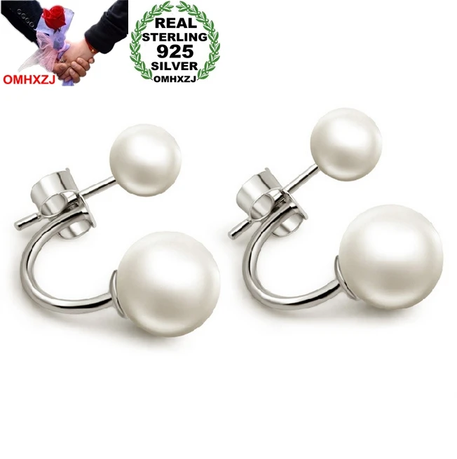 

OMHXZJ Wholesale Fashion Cute girl sexy girl jewelry temperament female ocean pearl 925 sterling silver Stud earrings YS21