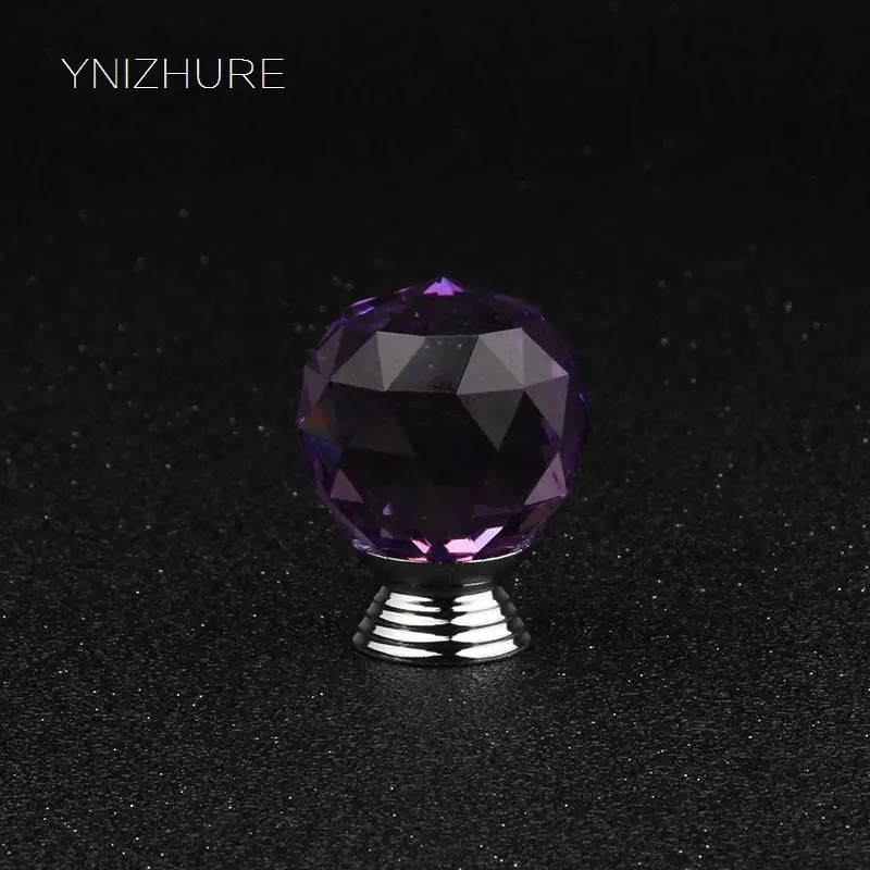 30mm 10pcs Purple Crystal Glass Knob Drawer Cabinet Dresser