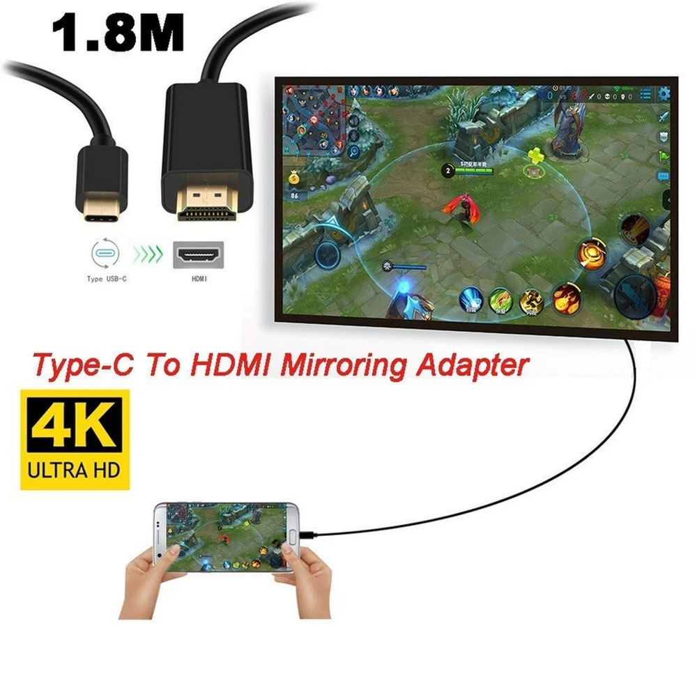 USBC кабель типа C на HDMI 4K HD адаптер USB 3 1 для Apple MacBook ChromeBook Pixel Huawei MateBook|Кабели HDMI| |