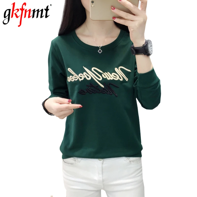 

Letter Embroidery T Shirt Women Clothes 2018 Winter Autumn Long Sleeve Tops Korean T-Shirts Loose Tee Shirt Femme Camiseta Mujer