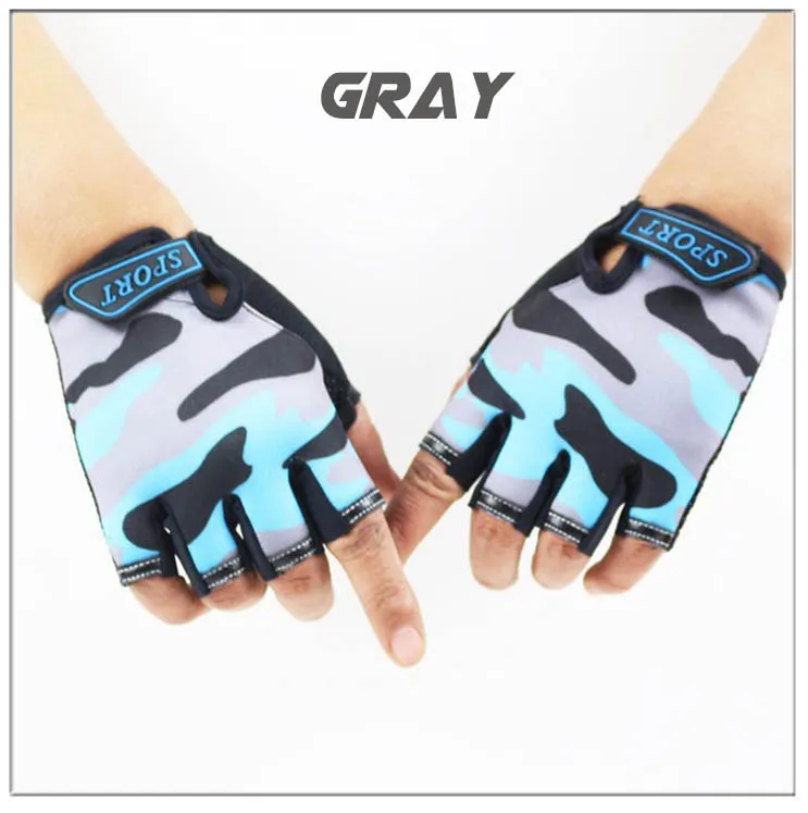 Милые детские перчатки для спорта на открытом воздухе, Luvas для От 4 до 12 лет, Luvas, для мальчиков и девочек, с рисунком неба, без пальцев, варежки - Цвет: Gray